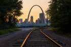 Jefferson National Expansion Memorial, The Gateway Arch at sunset, St. Louis, Missouri. Art Print